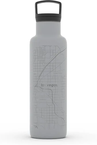 Miniatura 175 de Well Told Botella de agua aislada con mapa de Washington DC grabado, botella de acero inoxidable grabada (21 onzas, blanco) botella aislada de mapa
