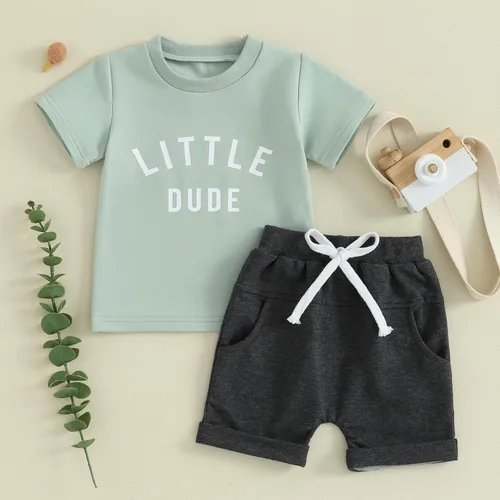 Miniatura 30 de Conjunto de camiseta de manga corta para bebé niño y niña, camiseta de manga corta, pantalones cortos casuales, ropa para recién nacidos, 6, 12, 18
