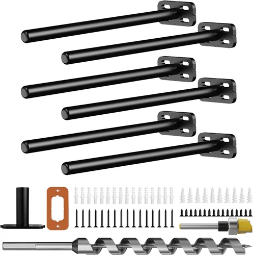 Miniatura 15 de 8 piezas de soportes de estante de pared resistentes para estantes flotantes ocultos, invisibles, negros, soportes de estante decorativos
