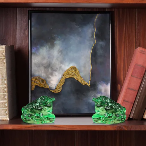 Miniatura 6 de MDLUU Paquete de 2 estatuas de sapo de dinero, ranas de la fortuna de cristal Feng Shui, amuleto de buena suerte para caja registradora, escritorio