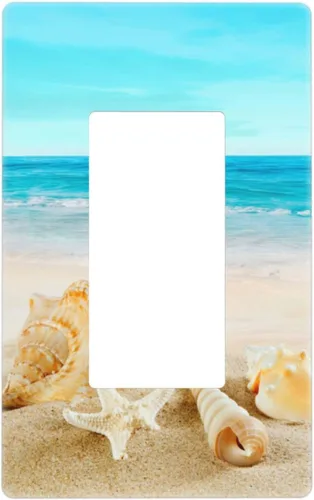 Miniatura 16 de Cubierta para interruptor de luz, diseño de conchas marinas en la playa, placas de pared de 2 bandas, 1 paquete