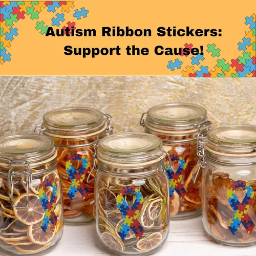 Miniatura 10 de 250 calcomanías con forma de cinta para autismo y conciencia de Asperger, perfectas para eventos, grupos de apoyo, recaudación de fondos y mucho más