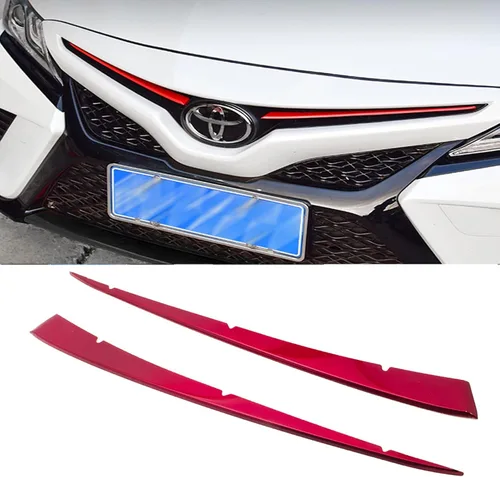 Miniatura 4 de x xotic tech Rejilla frontal para capó central con diseño de rayas, acero inoxidable cromado, compatible con Camry SE XSE 2018-2024
