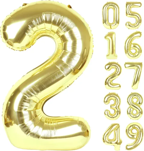 Miniatura 91 de Globo de cumpleaños número 4 dorado de 40 pulgadas, globos gigantes del número cuatro 14 24 34 40 44 2024, globos grandes de lámina de mylar para Oro