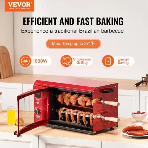 Miniatura 2 de VEVOR Shawarma Grill Máquina - 2 Cuerda Capacidad Barbacoa Pollo Shawarma Cocinador Eléctrico Asador Gyro Rotisserie Horno Doner Kebab Grill