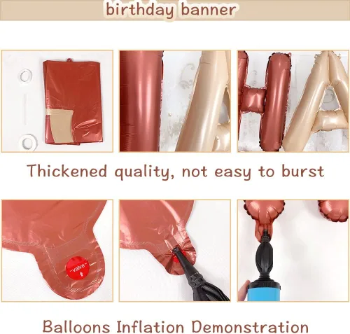 Miniatura 4 de Cartel de Feliz Cumpleaños Marrón Desnudo Hombres Mujeres Niño Niña Bronceado Rubor Neutral Vaquero Fiesta Occidental Oso de Peluche Decoraciones