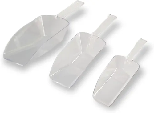 Handy Housewares Juego de 3 cucharas de plástico transparente para cocina, juego de cucharas de azúcar para cereales, avena, café, polvo (1 juego)