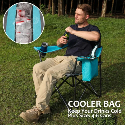 Miniatura 3 de VILLEY Silla de campamento, silla de campamento plegable de gran tamaño, sillas portátiles para exteriores con soporte de 450 libras con asientos