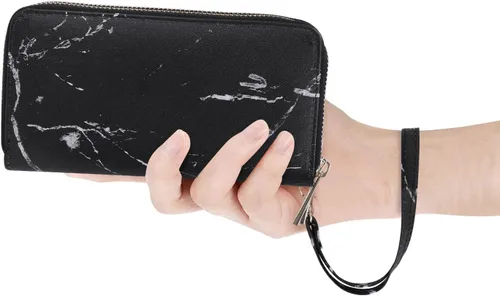 Miniatura 7 de Cartera de teléfono celular para mujer con doble cremallera y correa de muñeca extraíble