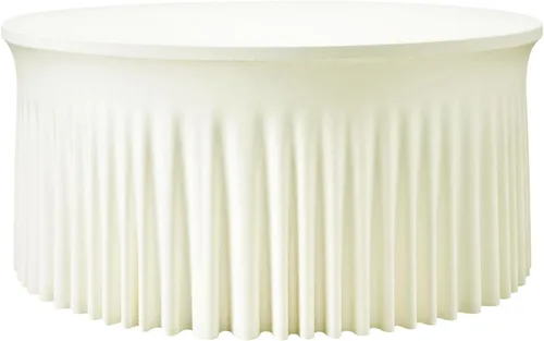 Miniatura 34 de 2 Pack White 72 inch Round Spandex Tablecloth, Washable Stretchy Fitted 6FT Round Tables,Elastic Edge with Skirt, Wrinkle-Free Table Cloths for