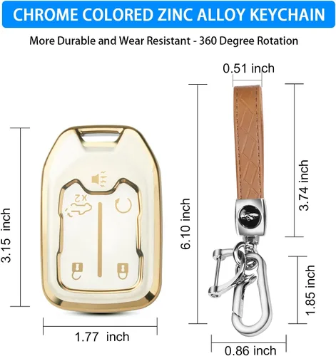 Miniatura 3 de QBUC Funda para llavero Chevy, funda para llavero para Chevy Suburban Tahoe, GMC, Sierra, Acadia, Terrain, Silverado, protector de llavero para 1500