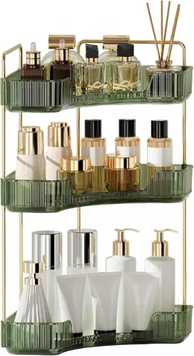 Miniatura 11 de YCIA&DONE Organizador de esquina para mostrador de baño, organizador de maquillaje para tocador, bandeja de perfumes cosméticos para el cuidado