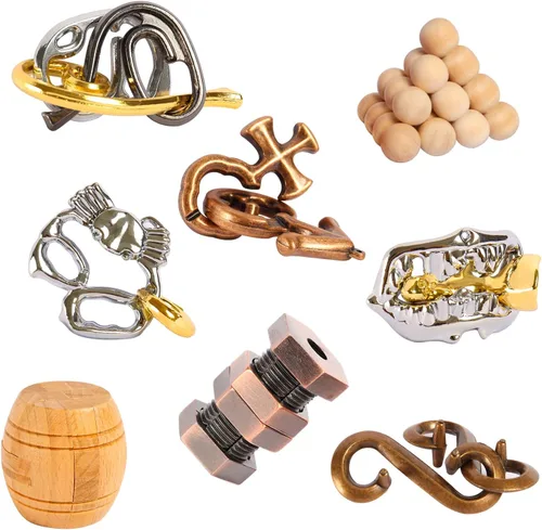 RLYLF 8 Piezas de Puzles de Lógica IQ para Entrenamiento Cerebral para Adultos y Niños, Juegos en Familia, Favor de Fiesta, Tiempo de Café, Desafíos