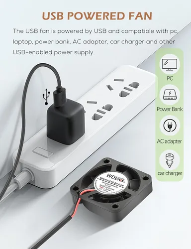 Miniatura 3 de Refrigeración de computadora de alta velocidad sin escobillas de 1.575 in x 0.394 in, 5 V, USB, CC, para impresora 3D, gabinete electrónico, casco