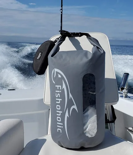 Miniatura 3 de Fishoholic Bolsa seca – Bolsas de equipo impermeables – Broche a prueba de fallas – Hecho resistente y duradero para kayak, barco, pesca, BLK
