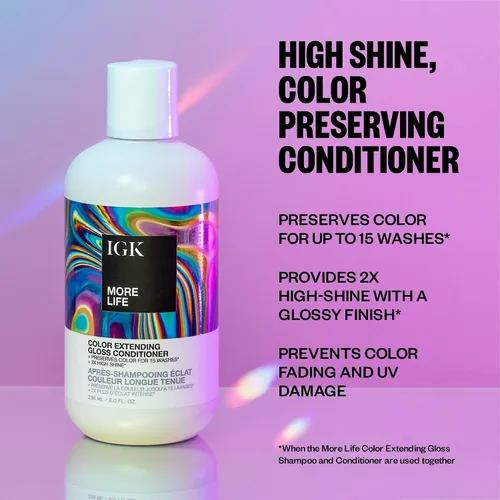 Miniatura 2 de IGK MORE LIFE Color Extending Conditioner Extends Color While Boosting Gloss and Softness Helps Protect Color-Treated Hair from Fade