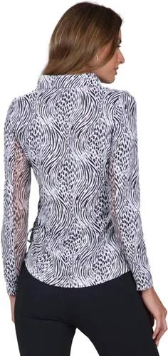 Miniatura 4 de IBKUL Athleisure Wear 48539 - Polo de manga larga con protección solar UPF 50+ Icefil Cooling Tech Alena Print ajustable