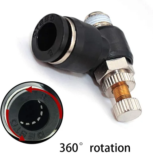 Miniatura 4 de Válvula de control de flujo de aire neumática Beduan con conexión por empuje, tubo OD de 8mm x rosca macho de 1/4", adaptador de válvula de cambio