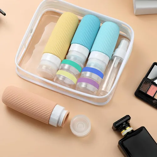 Miniatura 4 de Paquete de 16 botellas de viaje para artículos de tocador, botellas de viaje de silicona a prueba de fugas aprobadas por la TSA para artículos