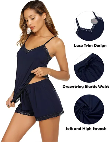 Miniatura 2 de Avidlove - Conjunto de pijama para mujer con pantalones cortos, ropa para dormir con borde de encaje