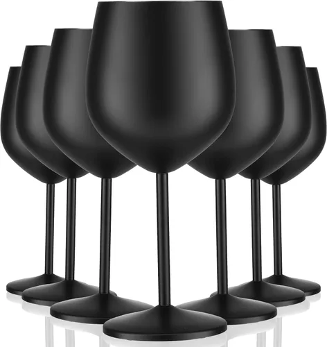 Miniatura 9 de Zopeal Juego de 2 copas de vino de acero inoxidable de 18 onzas, copas de vino irrompibles de metal para acampar al aire libre, viajes, picnic, Negro