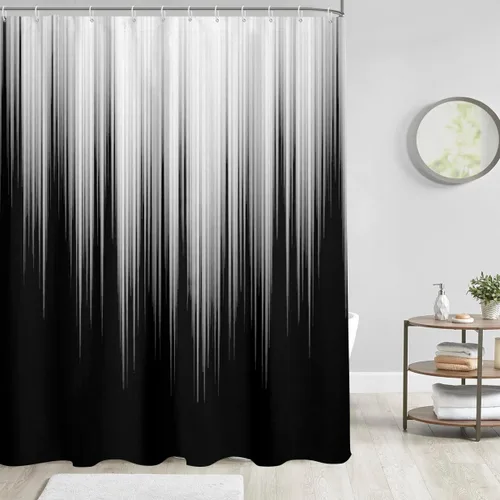 Miniatura 2 de AAtter - Cortina de ducha negra y gris con arte abstracto ombre gótico gótico estético para hombres, extra larga XL grande, de tela para decoración