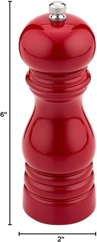 Miniatura 4 de Restaurantware Molinillo de pimienta francés clásico de 6 pulgadas: perfecto para restaurantes, cafeterías y eventos con catering, molinillo de Rojo