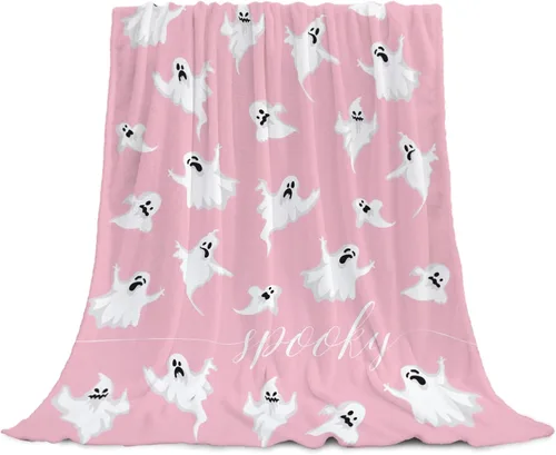 Miniatura 8 de YeeJu Manta de Halloween pequeña de fantasma espeluznante negro, manta de Halloween para bebé, manta acogedora suave y ligera de felpa de forro