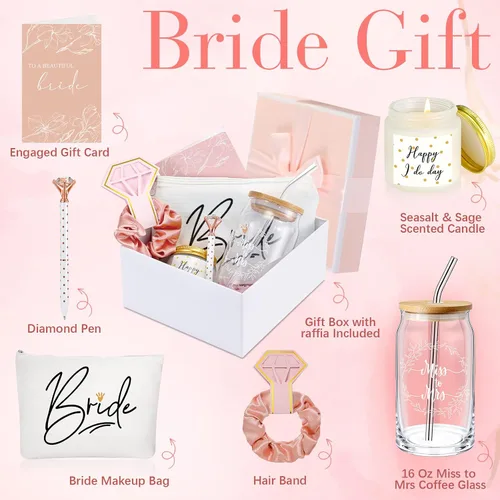 Miniatura 2 de Irenare Regalos de boda, regalo de despedida de soltera para novia, incluye vaso con forma de Sra. Can con bolsa de maquillaje con pajilla