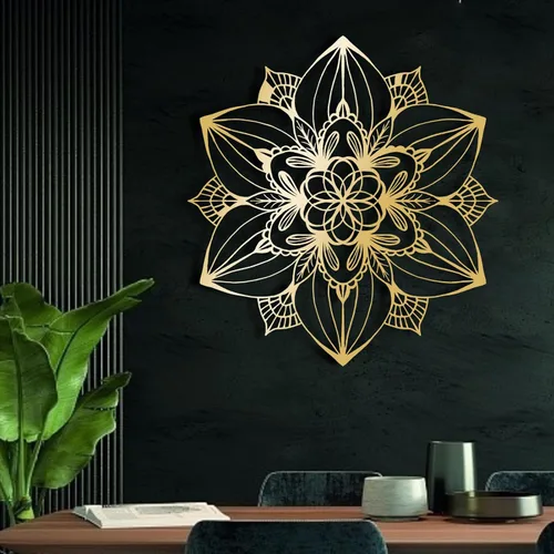 Miniatura 5 de Decoración de pared de mandala 3D, arte de pared de loto, arte de pared de mandala de metal, decoración de pared de flor de loto, arte de pared Negro