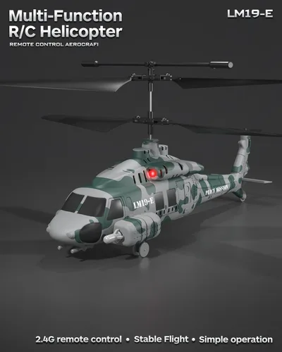 Miniatura 7 de Helicóptero RC, LM19-E Helicóptero de control remoto de 2.4 GHz con 10 misiles lanzables, luz LED, retención de altitud, despegue con una tecla