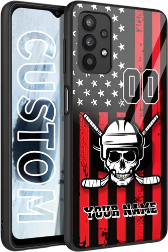 Miniatura 8 de Personalized Ice Hockey vs Name Number US Flag Decor Rubber Cover Phone Case for Galaxy America Fire