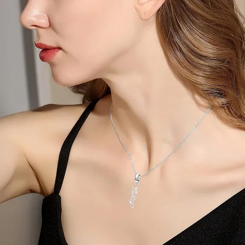 Miniatura 3 de QeenseKc Colgante de corazón con nombre personalizado para Pandora, pulsera europea, collar, regalo para mujeres y niñas