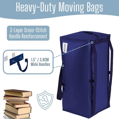 Miniatura 3 de VENO Paquete de 2 bolsas de mudanza, correas de mochila, mudanza, cajas de almacenamiento universitario, con tapas, resistentes, extragrandes, asas