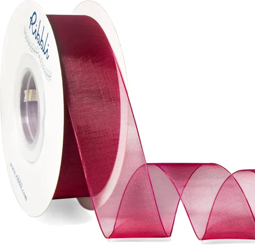 Miniatura 23 de Ribbli - Cinta de organza color oro pálido, 1/2 pulgadas x 50 yardas continuas, cinta transparente dorada para envolver regalos, envolver galletas