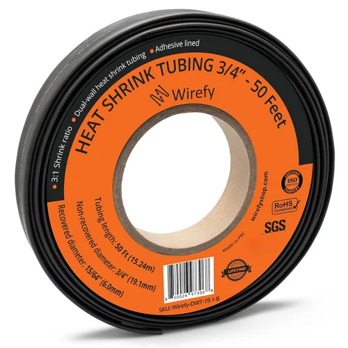 Miniatura 12 de Wirefy - Tubo termorretráctil de 3/8 pulgadas, relación 3:1, forro adhesivo, termorretráctil de grado marino, rojo, rollo de 50 pies
