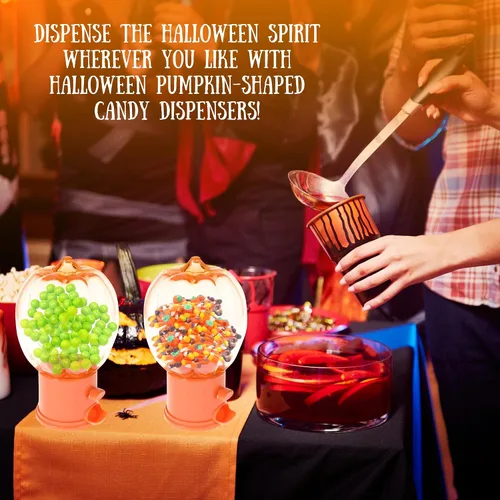 Miniatura 4 de A1U - Dispensador de dulces de plástico en forma de calabaza de Halloween de 6.5 pulgadas, organizador de almacenamiento para regalos de fiesta