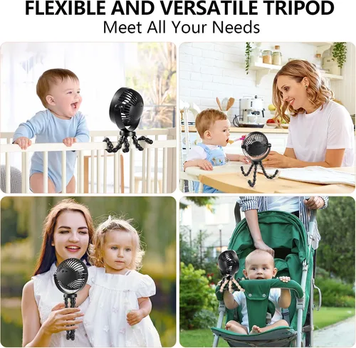 Miniatura 6 de snawowo Mini ventilador portátil personal de mano, ventilador de cochecito de bebé, ventilador de asiento de automóvil, alimentado por USB