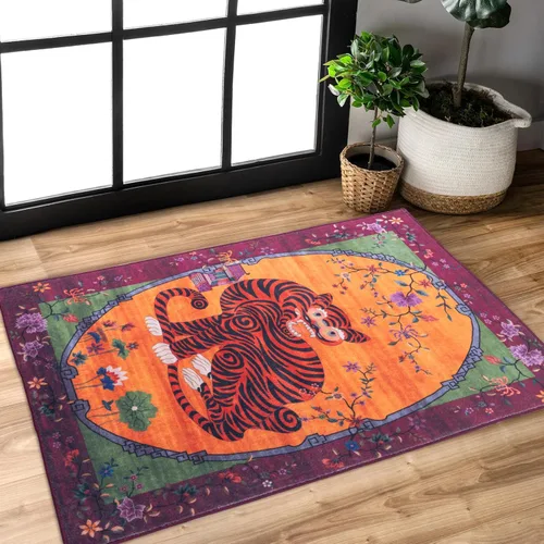 Miniatura 17 de Alfombra de leopardo de 2 x 3 pies para sala de estar, alfombra estética vintage de animales para habitación de niñas, guardería, dormitorio, Azul