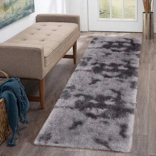 Miniatura 23 de CAROMIO Alfombra Corredor Esponjosa para Dormitorio Sala de Estar 2x6 Pies, Alfombras de Área Shag Alfombra de Felpa Suave Gruesa Larga de Piel Tie