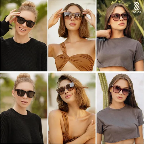 Miniatura 3 de SOJOS Gafas de sol polarizadas de ojo de gato rectangulares retro para mujer, gafas de sol clásicas de moda con estilo SJ2254