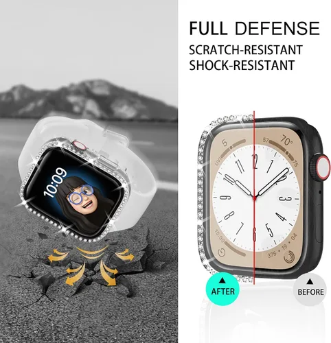 Miniatura 3 de 4 Pack Fundas Brillantes para Apple Watch SE 3/SE 2/SE/6/5/4 44mm, Funda Protectora de Diamantes y Brillantes con Protector de Pantalla de Vidrio