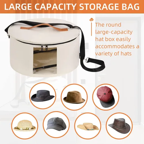 Miniatura 6 de Caja para sombreros, 15.7 x 7.8 x 15.75 pulgadas, caja de almacenamiento plegable con tapas para mujeres y hombres, cajas de viaje para Gris Oscuro