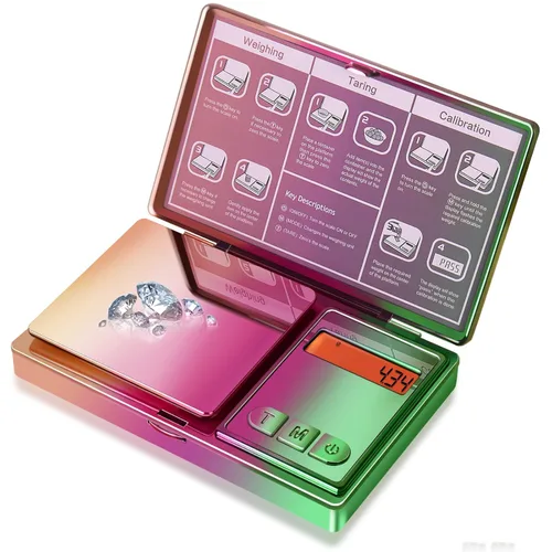 Miniatura 6 de THINKSCALE Báscula digital brillante de gramos, 10.58 oz x 0.00 oz escala iridiscente de bolsillo cromado, 6 unidades a pequeña escala de 0.00 oz
