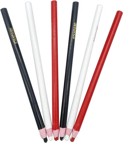 Lápiz de marca de costura, 6 unidades, blanco/negro/rojo, 3 colores, invisibles, borrables, para marcas de corte de cuero, marcas de sastre de