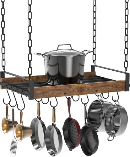Miniatura 10 de Creso hom Estante Colgante para Ollas, 24x13 Pulgadas Colgadores de Ollas para Cocina, Estante Colgante para Sartenes con 12 Ganchos en Forma de S
