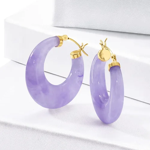 Miniatura 4 de Ross-Simons Round Gemstone Hoop Earrings in 14kt Gold 1 18 inches