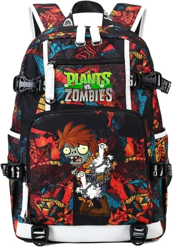 Miniatura 26 de ISaikoy Game Plants vs. Zombies - Mochila de hombro para libros, mochila escolar, mochila para computadora portátil, color rojo1
