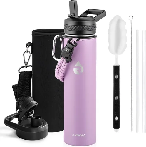 Miniatura 88 de RAYMYLO Botella de agua aislada de 24 onzas, de acero inoxidable con triple pared al vacío (fría durante 48 horas, caliente durante 24 horas), a