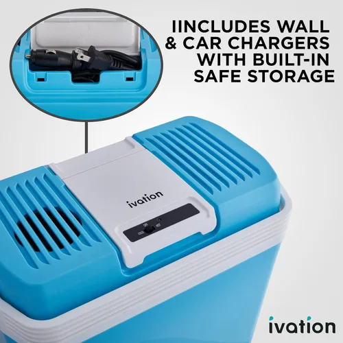 Miniatura 4 de Ivation Enfriador y calentador eléctrico con asa Refrigerador termoeléctrico portátil de 24 L para vehículos y camiones Cable de alimentación